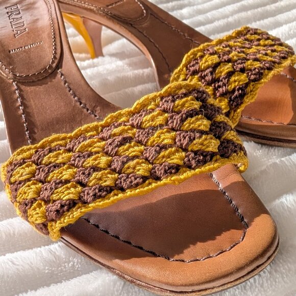 Prada Sandals Brown / Yellow Size 37 - Picture 6 of 7